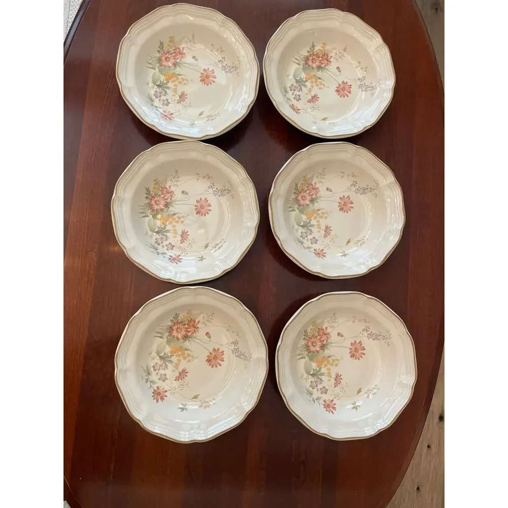 Mikasa Heritage Samantha F2017 Wildflower Floral Soup Pasta Bowls 8.5” Set of 6